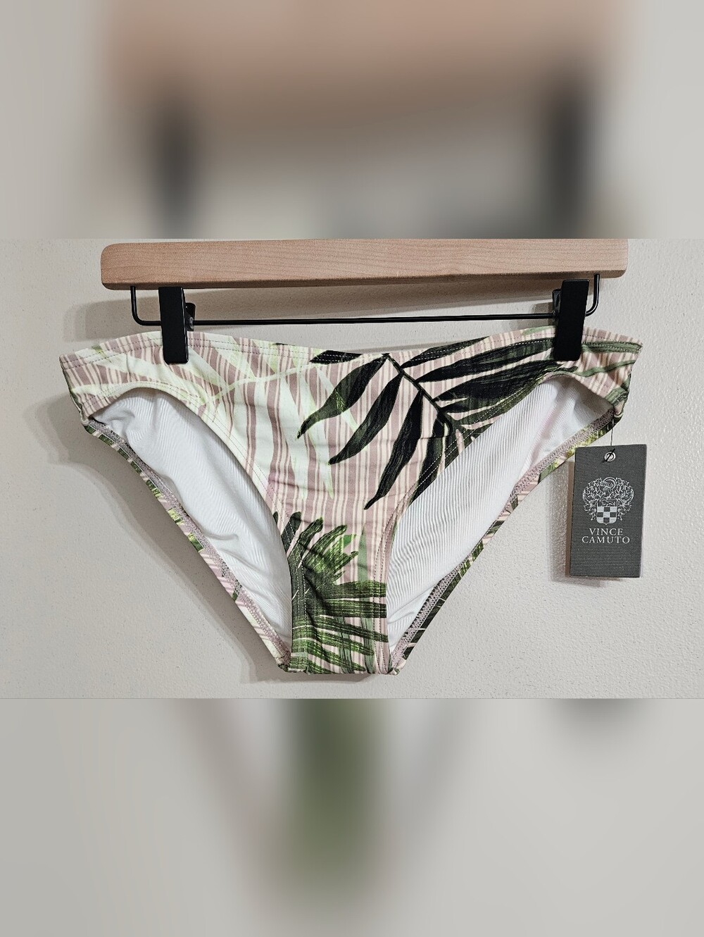 Vince Camuto Tropical Leaf Bikini Bottom - Pink & Green Nwt L